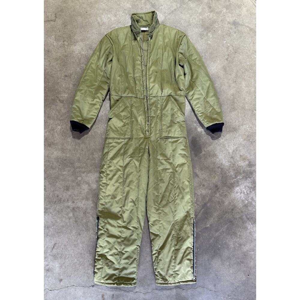 Red Head Insulated Quilted Puffer Coveralls Vintage Green Military Jump Suit L